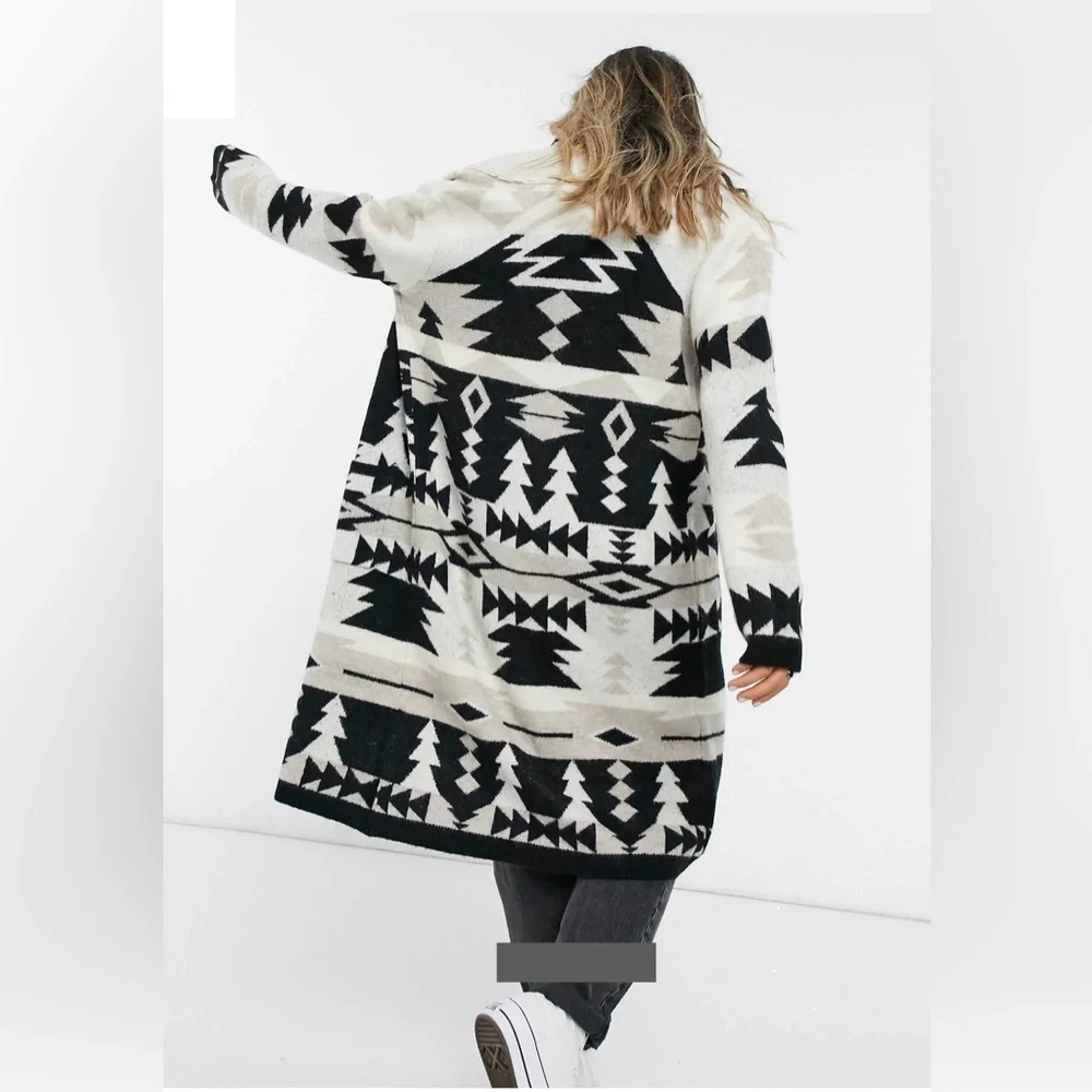 ASOS Black and Cream Aztec Long Cardigan